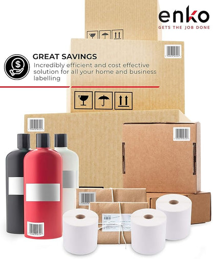 enKo (3 Rolls, 1350 Labels) 4 x 6 Direct Thermal Address & Shipping Labels - Compatible 4x6 Shipping Label for Zebra Printer 2844 ZP450 ZP-500 ZP-505, Rollo, Eltron, Neatoscan