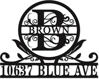 Personalized House Number Monogram Sign, Custom Address Sign with Last Name, House Numbers for Outside, Address Plaques for House，Address Numbers for Houses