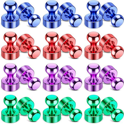 VNDUEEY 24 Pack Fridge Magnets, 4 Colors Refrigerator Magnet, Whiteboard Magnets Dry Erase Magnet, Magnetic Push Pins for Kitchen, Office, Classroom, Adults