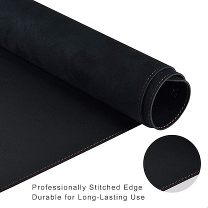 ZORESYN XL Large Desk Pad (47.2" x 15.8") - PU Leather Office Desk Mat for Keyboard and Mouse - Waterproof Surface with Nonslip Base - Black Extended Mouse Pad for Home & Office
