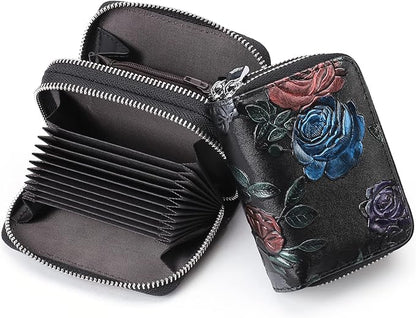 GOIACII Small Genuine Leather Wallet for Women, RFID Blocking Credit Card Holder Wallet