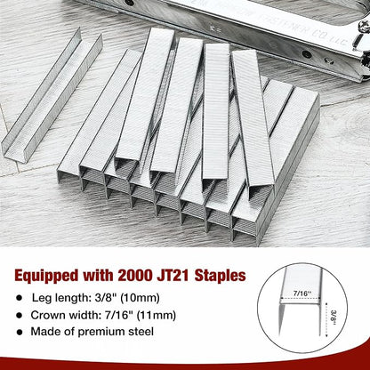 Arrow JT27 Light Duty Staple Gun Kit with 2000 Pieces JT21 3/8" Staples | Thin Wire Manual Stapler for Upholstery, Crafts, Decorating, and Repairs, Lightweight Chromed-Steel Housing