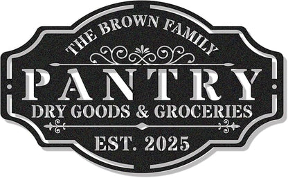 HYTSIGN Personalized Metal Farmhouse Pantry Sign, Wall Decor, Kitchen Signs, Rustic, Modern, Housewarming Gift