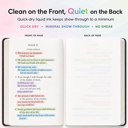 10 Aesthetic Bible Highlighters - Chisel Tip Liquid Ink Marker | Pen with Snap Caps for Clean Highlighting - Assorted Colors, No Bleed & Quick Dry - Bible Marker for Journaling & Studying