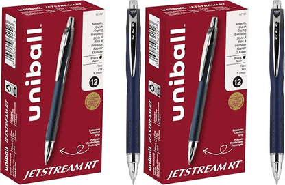 uniball Jetstream RT Ballpoint Pens, Fine Point (0.7mm), Black (Pack of 24)