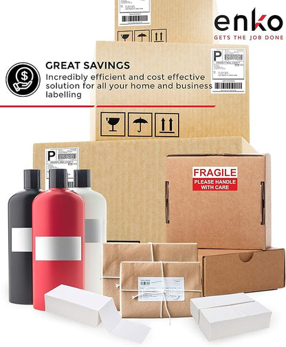 enKo 2 Stacks/4000 Labels 4" x 6" Fanfold Direct Thermal Label Compatible for Rollo Zebra Printer - Shipping Mailing Postage, Perforated, Permanent Adhesive (2 Label/Fold | 2000 Labels/Stack)