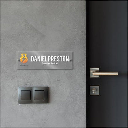Custom Door Name Plate with Business Logo - 28 Backgrounds - Personalized Name Plate for Wall, Office Decor, Workspace Decorations