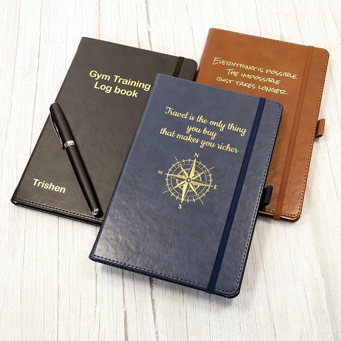 CustomDesign.Shop Personalized Custom Premium Hardcover A5 Notebook | Design A Truly Unique Journal | Gold Embossed Gift Idea (Black)