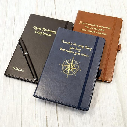 CustomDesign.Shop Personalized Custom Premium Hardcover A5 Notebook | Design A Truly Unique Journal | Gold Embossed Gift Idea (Black)