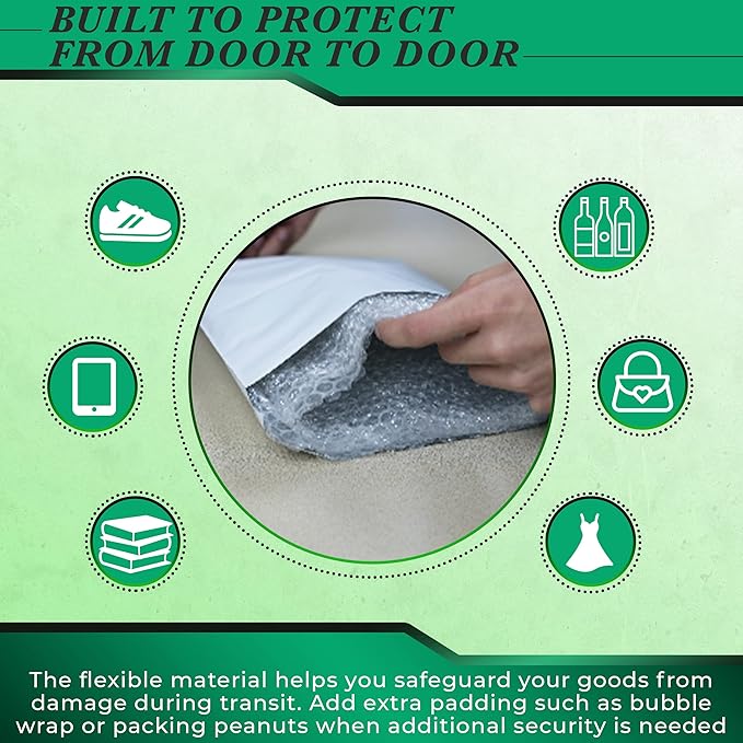 500 Pack Secure Seal White Poly Mailers - 19x24 Safe Shipping Bags - E-Commerce Self Sealing 2 Mil Poly Envelopes for Shipping