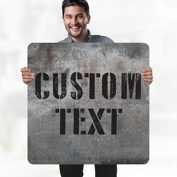 Custom Sign, Custom Street Sign, 11 Font Colors, 13 Font Styles, 4 Hole Options, 22 Sizes, 30x30 Inches, Rust Free DiBound, Fade Resistant, Made in USA by My Sign Center (Grunge Metal)