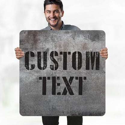 Custom Sign, Custom Street Sign, 11 Font Colors, 13 Font Styles, 4 Hole Options, 22 Sizes, 30x30 Inches, Rust Free DiBound, Fade Resistant, Made in USA by My Sign Center (Grunge Metal)