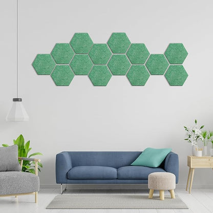 Hexagonal Acoustic Panels-12 Pack High-Density Sound Absorbing Panels 12"X10"X0.4" for Enhanced Noise Reduction, DIY Design, Idea for Studios, Offices, and Home Theaters(Forest Green)