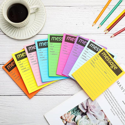 Geyee 9 Pieces Telephone Message Sticky Notes Pads 4 x 5 Inch Assorted Neon Colors Sticky Notes Urgent Self Stick Notepads for Work Call, Office Supplies, 50 Sheets/Pack(Fluorescent Colors)