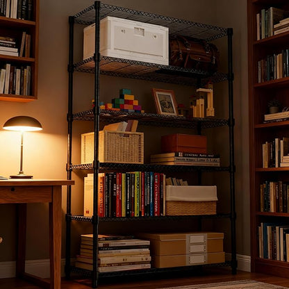 M MZG 6 Tiers Shelf 2100 lbs Steel Storage Shelving Utility Shelving Unit Steel Organizer Wire Rack for Home,Kitchen,Office,Garage Black 17.7" D x 47.2" W x 82.4" H