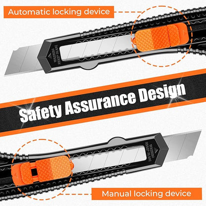DIYSELF 12-Pack Box Cutters, Disposable Utility Knife, Box Cutter Retractable for Office, Shop, Warehouse, Utility Knives with18mm Snap-Off Blades, Portable Box Opener, Razor Knife Set, Paper Knife