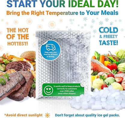 Amiff Silver Thermal Bubble Mailer, ‎24 x 20 Inches. 10 Pack Metallic Bubble Mailers. Self-Seal Insulated Mailers for Cold Shipping. Padded Envelopes Waterproof. Thermal Bag for Food, Cosmetics