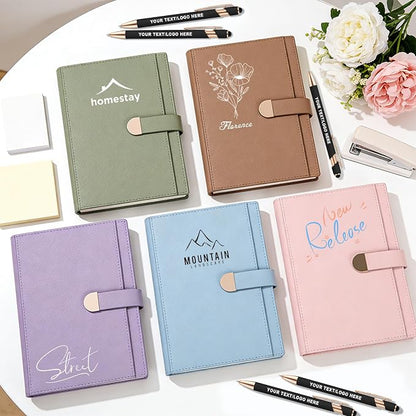 Lined ENOMY Personalized Notebook Set with 10PC Pens Custom Journal with Pen Holder Personalized Jouring Notebook for Writing Men Women Gift, Pink