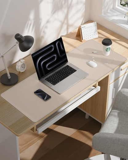 AFIING Extra Large Desk Mat - 55"x 24" Non-Slip Desk Pad for Office and Home - Ideal for Large Mouse Pad and Desk Mats on Top of Desks(Beige)