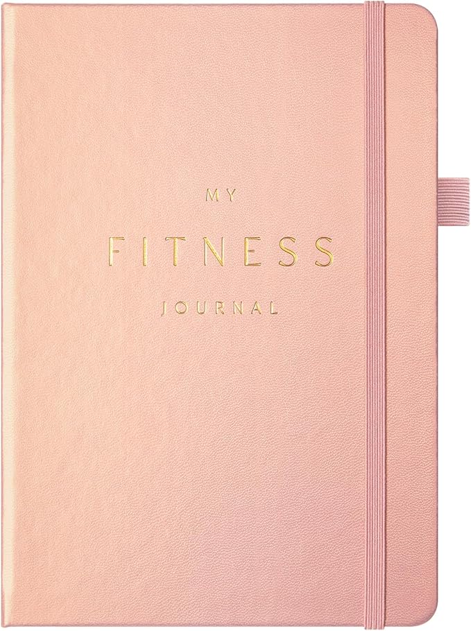 &And Per Se Fitness Workout Journal for Men & Women, Workout Log Book Planner with Daily Diet, Gym Exercise & Training Trackers - Undated, A5 Size, Leather Hardcover (Rose Gold)