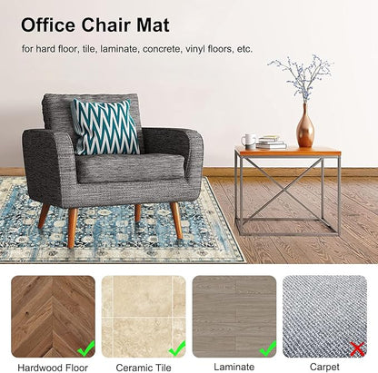 Anidaroel Home Office Chair Rug for Hardwood Floor, 36"x48" Rolling Chair Protector, Computer Gaming Rug, Low Pile Carpet Floor Mat