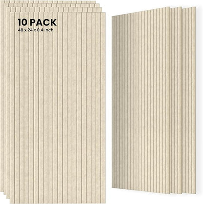 10 Pack Large Acoustic Panels,48 x 24 x 0.4 Inch Sound Proof Foam Panels for Walls，Premium Noise Dampening Panels,Sound Panels for Media Room, Office and Studio,Camel