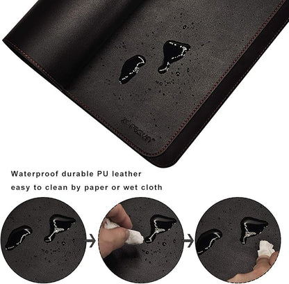 ZORESYN Waterproof PU Leather Desk Pad (63.0"x15.8") - Office Desk Mat for Keyboard and Mouse - Black Extended Mouse Pad with Nonslip Base for Home & Office