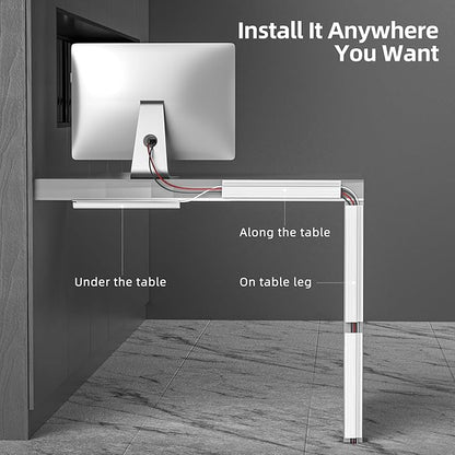 YECAYE 94.2 in Cable Management Under Desk,Easy Install Adhesive Mount Cord Hider,Cord Organizer,Wire Management,Wire Hider for Office Organization,Child & Pet Proof,White
