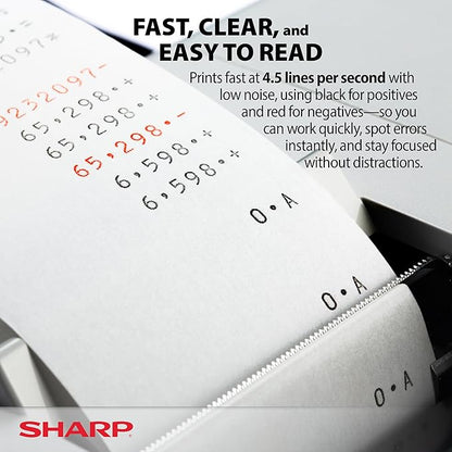 Sharp EL-1197PIII Heavy Duty Color Printing Calculator with Clock and Calendar