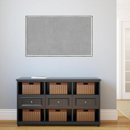 Amanti Art Silver Framed Magnetic Board 25x41 Large Vision Board for use with Magnets, 100% Metal Sheet to Display Items as Office Decor or for Home Organization in mudroom, Kitchen or Kids Room