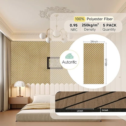 Art Acoustic Panels for Wall,5 Pack Sound Absorbing Panels,47.2” x 23.6” Soundproof Wall Panels,High-Density Acoustic Wall Panels,Decorative Sound Panels with Wood-Look