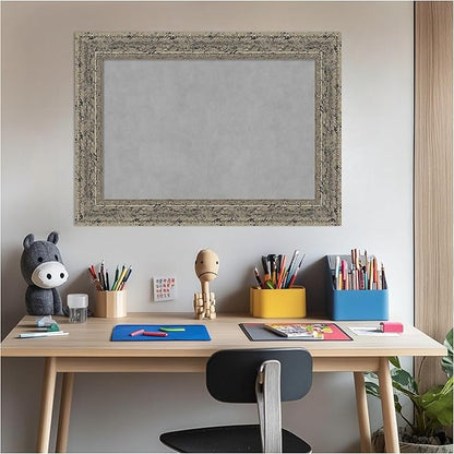 Amanti Art Silver Framed Magnetic Board 21x29 Medium Vision Board for use with Magnets, 100% Metal Sheet to Display Items as Office Decor or for Home Organization in mudroom, Kitchen or Kids Room