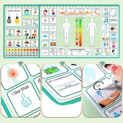Geyoga 12 Pcs Nonverbal Communication Board, 16.73 x 11.22'' Patient Picture Symbol Communication Cards for Adults