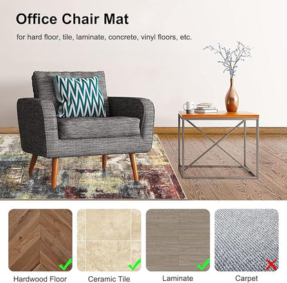 Anidaroel Office Chair Mat for Hardwood Floor, 48"x60" Under Desk Chair Rug for Rolling Chair, Anti-Slip Computer Chair Mat, Low Pile Carpets Floor Rug for Home Office Gaming Room