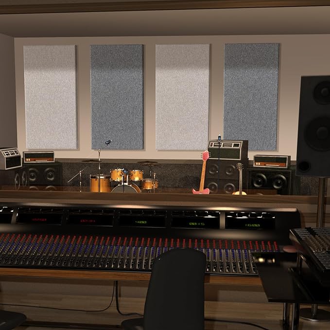 2” Thick Acoustic Panels with Hanging Hardware, 2 PCS 47.2” x 23.6” Fiberglass Sound Absorbing Panels for Home Theater Church Office Wall,Heather Grey