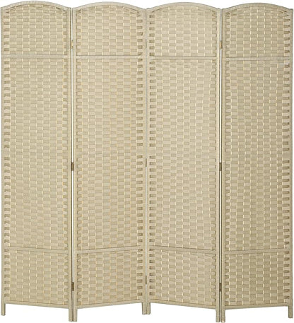 HOMCOM Room Divider, 4 Panel Folding Privacy Screen, 5.6' Tall Freestanding Partition for Home Office, Bedroom, Beige
