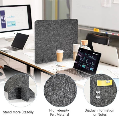AMUSIGHT 2 Pack Acoustic Desk Dividers - 24" x 20" Freestanding Privacy Panels Set with Noise - Reducing Design Cubicle Sound Proof, Ideal for Office, Classroom, and Home (Dark Gray)
