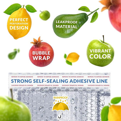 Amiff Silver Thermal Bubble Mailer, 15 x 17 Inches. 100 Pack Metallic Bubble Mailers. Self-Seal Insulated Mailers for Cold Shipping. Padded Envelopes Waterproof. Thermal Bag for Food, Cosmetics