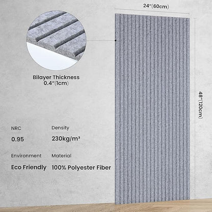 5 Pack Acoustic Panels, 48 x 24x 0.4 Inch Sound Proof Panels for Walls, Premium Wall Sound Absorbing Panels, Decorative Sound Dampening Panels for Media Room, Office and Studio,Silver Gray