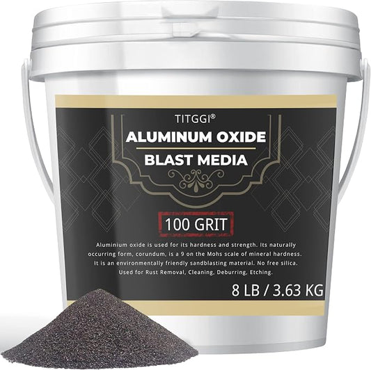 #100 Grit Aluminum Oxide Blast Media (8 LBS/3.6kg) - Premium Long-Lasting Sand Blasting Media, High Abrasive Force Sand Blaster Sand for Metal, Sandblasters, Blasting Cabinet, Blasting Guns -by TITGGI