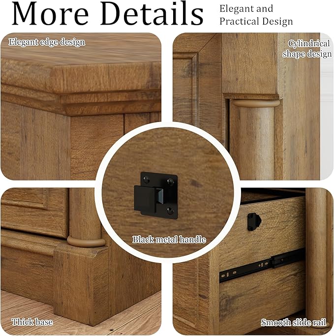 blini 2 Drawer File Cabinet Farmhouse Lateral File Cabinet with Hanging File Folders，Fits Letter/Legal/A4 Sizes, 36.8" Large Wood File Storage Cabinets Printer Stand for Home Office