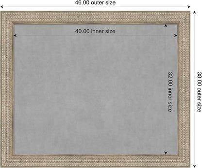 Amanti Art Silver Framed Magnetic Board 38x46 X-Large Vision Board for use with Magnets, 100% Metal Sheet to Display Items as Office Decor or for Home Organization in mudroom, Kitchen or Kids Room