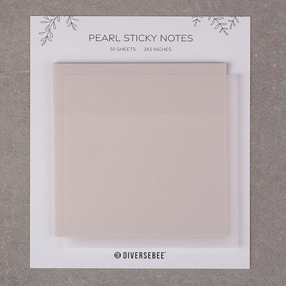DiverseBee 50 Sheets Pastel Transparent Sticky Notes, 3x3” Clear Sticky Tabs, Translucent Page Flags Book Markers Stickers, Planner Accessories, Bible Journaling Study Office School Supplies (Pearl)
