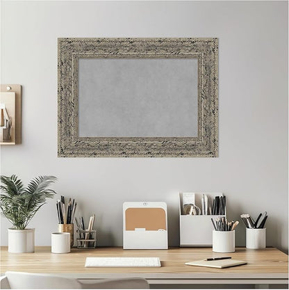 Amanti Art Silver Framed Magnetic Board 17x23 Small Vision Board for use with Magnets, 100% Metal Sheet to Display Items as Office Decor or for Home Organization in mudroom, Kitchen or Kids Room
