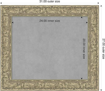 Amanti Art Silver Framed Magnetic Board 27x31 Medium Vision Board for use with Magnets, 100% Metal Sheet to Display Items as Office Decor or for Home Organization in mudroom, Kitchen or Kids Room