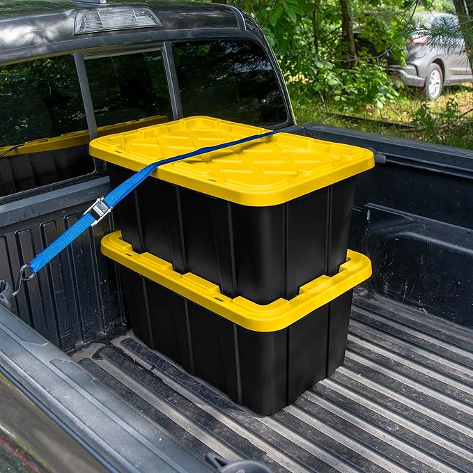Sterilite 12-Pack Industrial Tote, Plastic Storage Container Bins with Lids, 17 Gallon - Heavy-Duty Organizing Containers for Closet, Bathroom, and Office