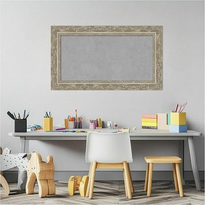Amanti Art Silver Framed Magnetic Board 16x28 Small Vision Board for use with Magnets, 100% Metal Sheet to Display Items as Office Decor or for Home Organization in mudroom, Kitchen or Kids Room