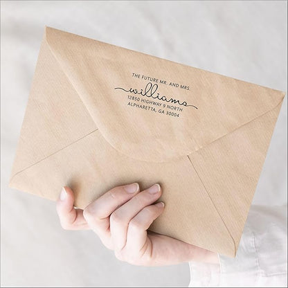 PrettySweetParty Self Inking Return Address Stamp - Custom 4 Line Personalized Address Stamp for Envelopes, Wedding Invitations, Business, Mailing Labels (Hartwell)