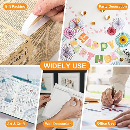 GUOKOFF Double Sided Tape 1 Inch x 40 Yards - 2 Rolls, Strong Adhesive Double Sided Sticky Tape, Two Sided Tapes, Multipurpose Tape for Arts, DIY, Crafts, Scrapbooking