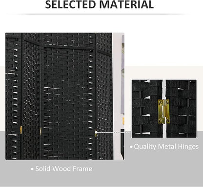 HOMCOM Room Divider, 8 Panel Folding Privacy Screen, 5.6' Tall Freestanding Wall Partition for Home Office, Bedroom, Black